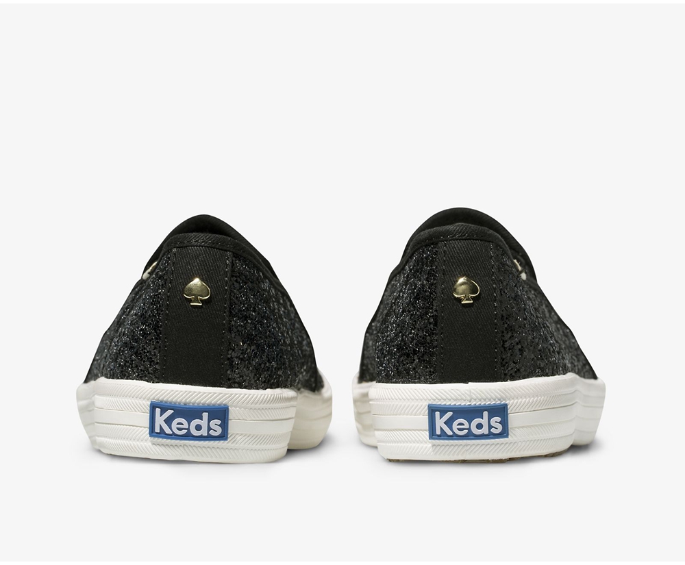 Keds Slip Ons Black - Kate Spade new york Double Decker Glitter - Womens WVRZCA-598